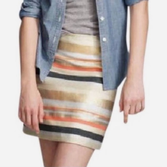 J. Crew Dresses & Skirts - J. Crew gold metallic striped mini skirt